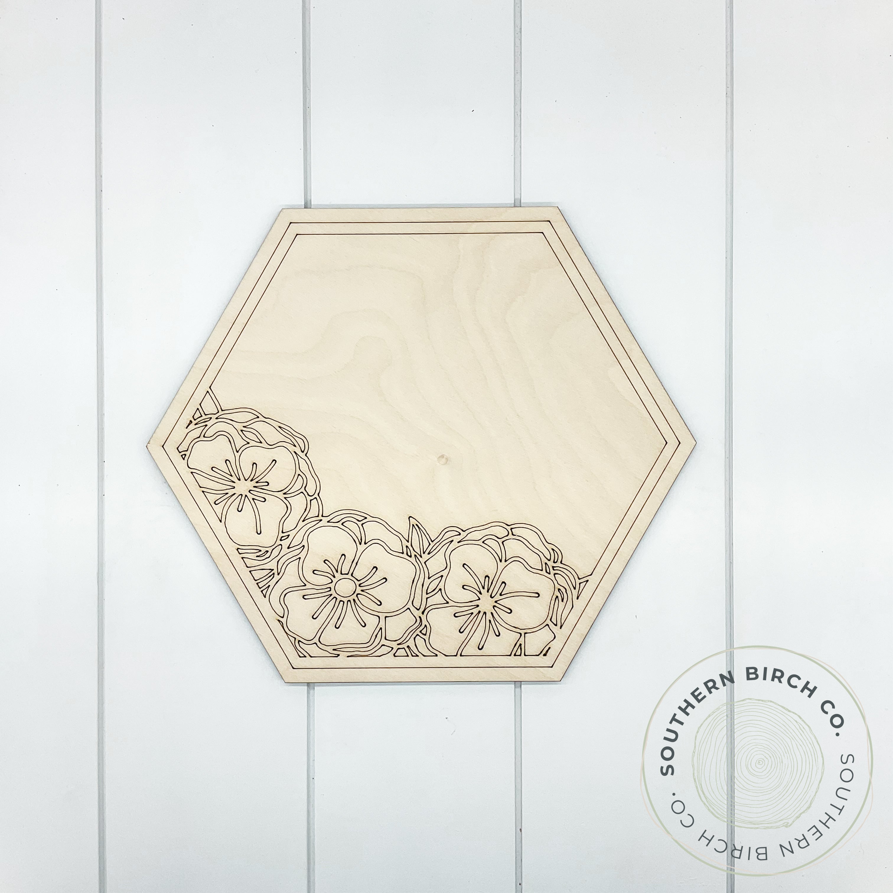 Personalized Name Sign Blank (Floral Hexagon)