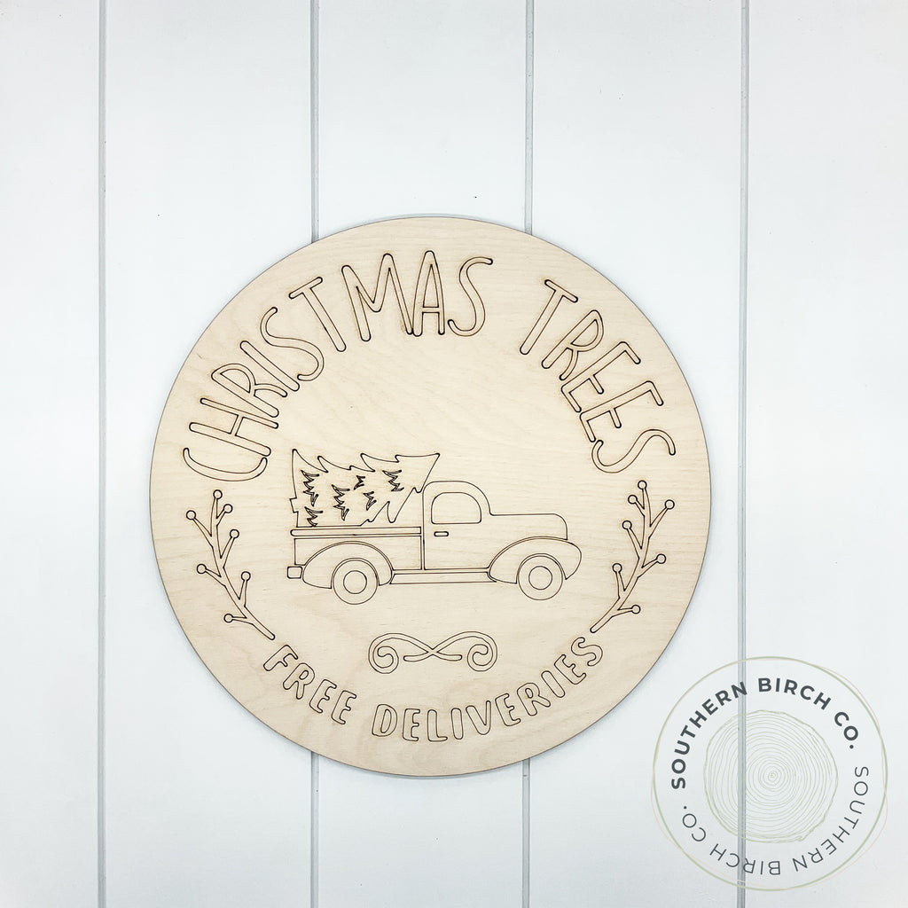 Christmas Trees Etched Round Blank
