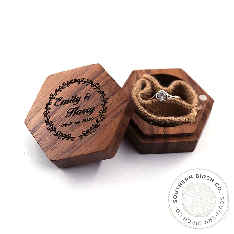 Walnut Wood Ring Box (Hexagon)