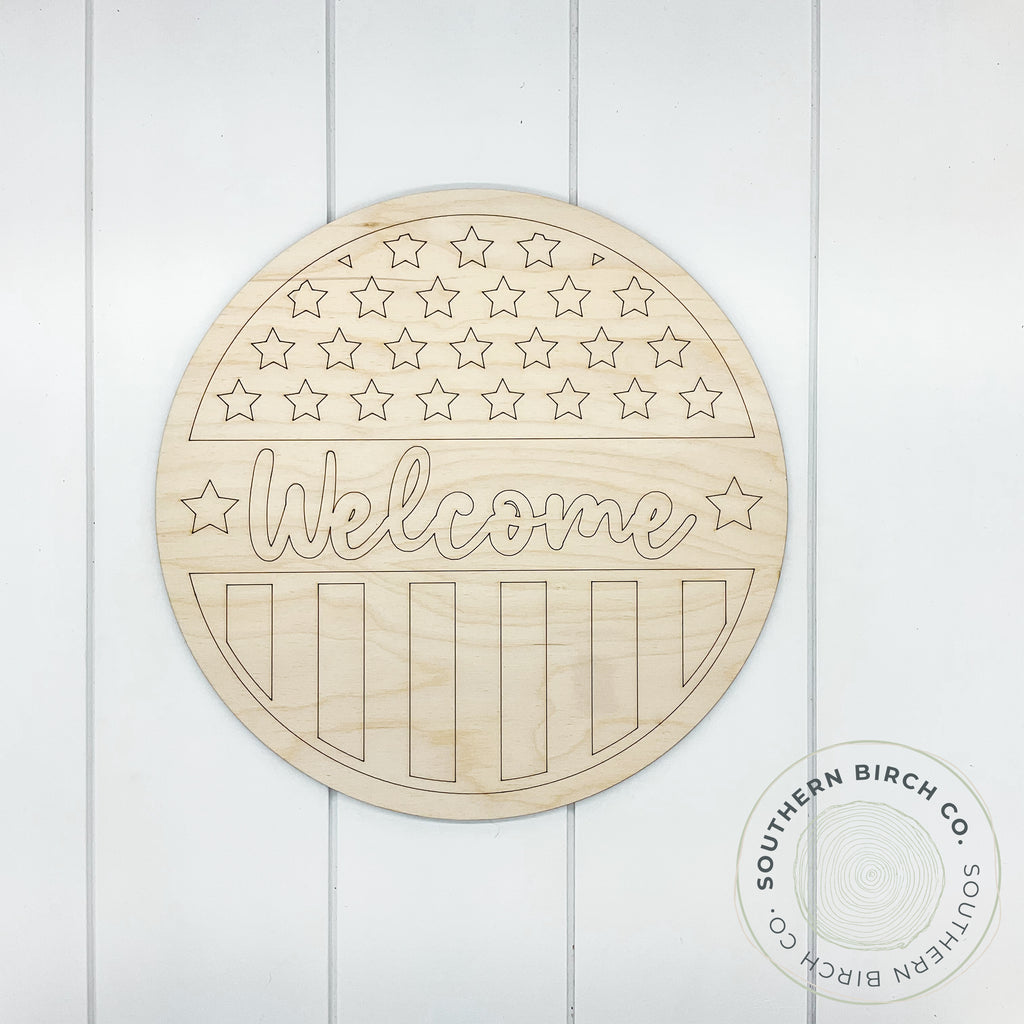 Welcome Etched Round Blank (Flag)