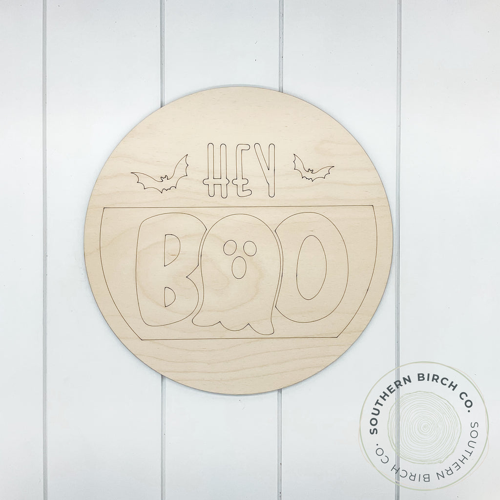 Hey Boo Etched Round Blank