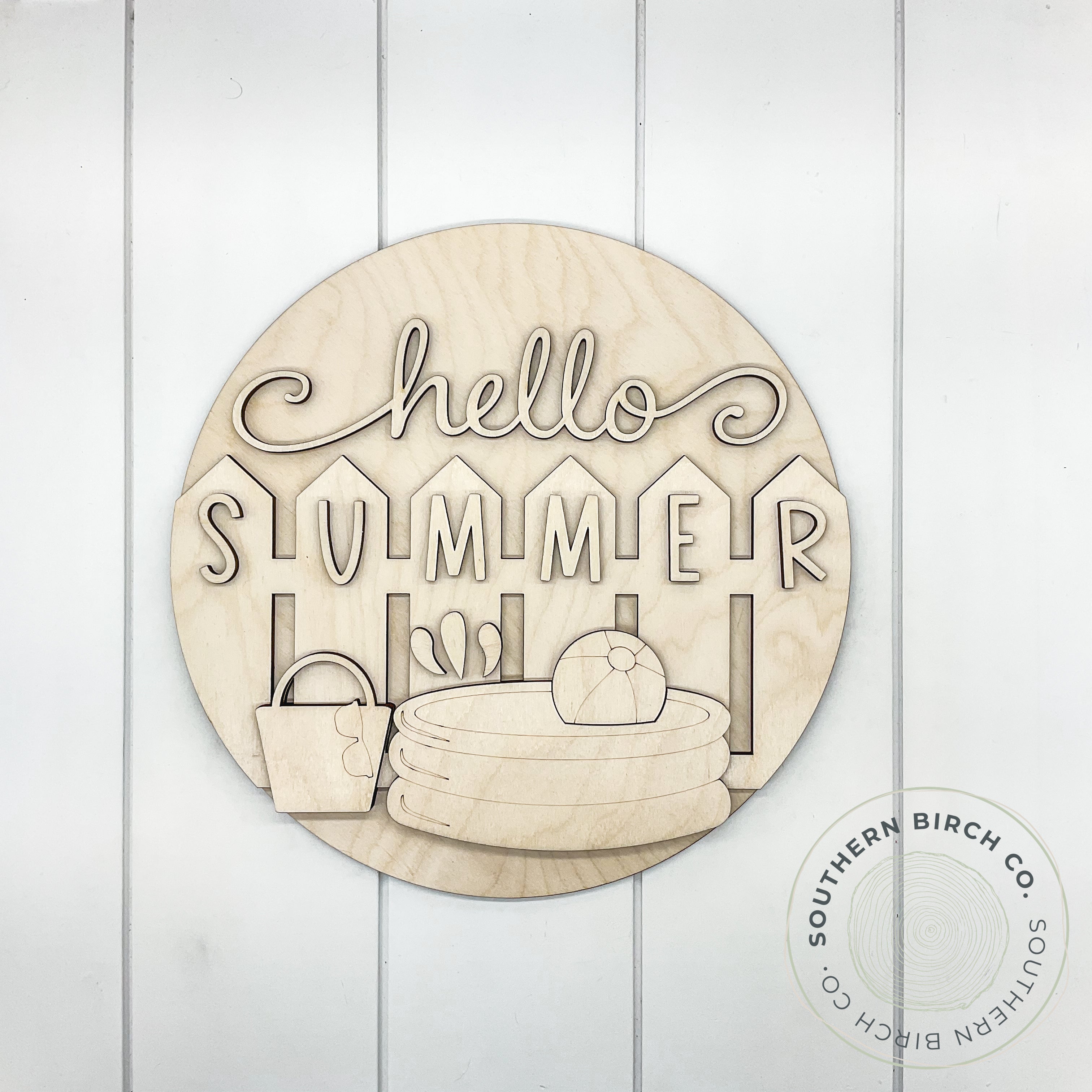 Hello Summer 3D Round Blank (Fence)