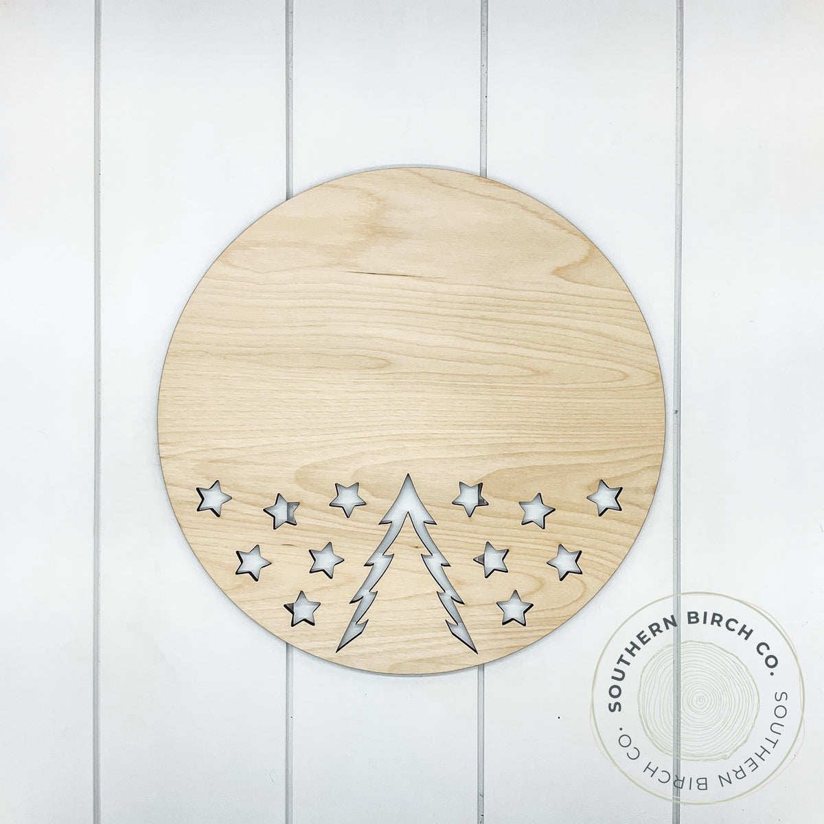 Round Cutout Blank (Christmas Tree and Stars) | Southern Birch Company
