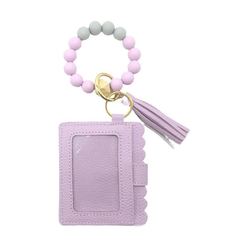 Leather Beaded Bangle Wristlet